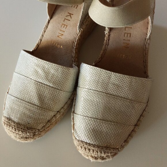 Anne Klein Shoes - Anne Klein Gold Espadrille Wedges Size 7.5 GUC